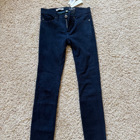 Adriano Goldschmied AG Leather Suede Legging Women's Navy Blue Skinny NEW Sz. 24